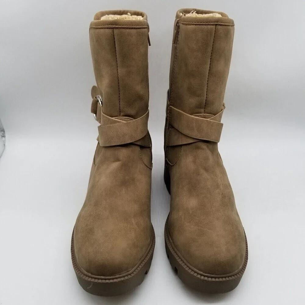 Dolce Vita Women Tan Block Heel Nola Platform‎ Boots 9